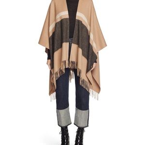 Rag & Bone Varsity Stripe Wool Felt wrap with fringe
